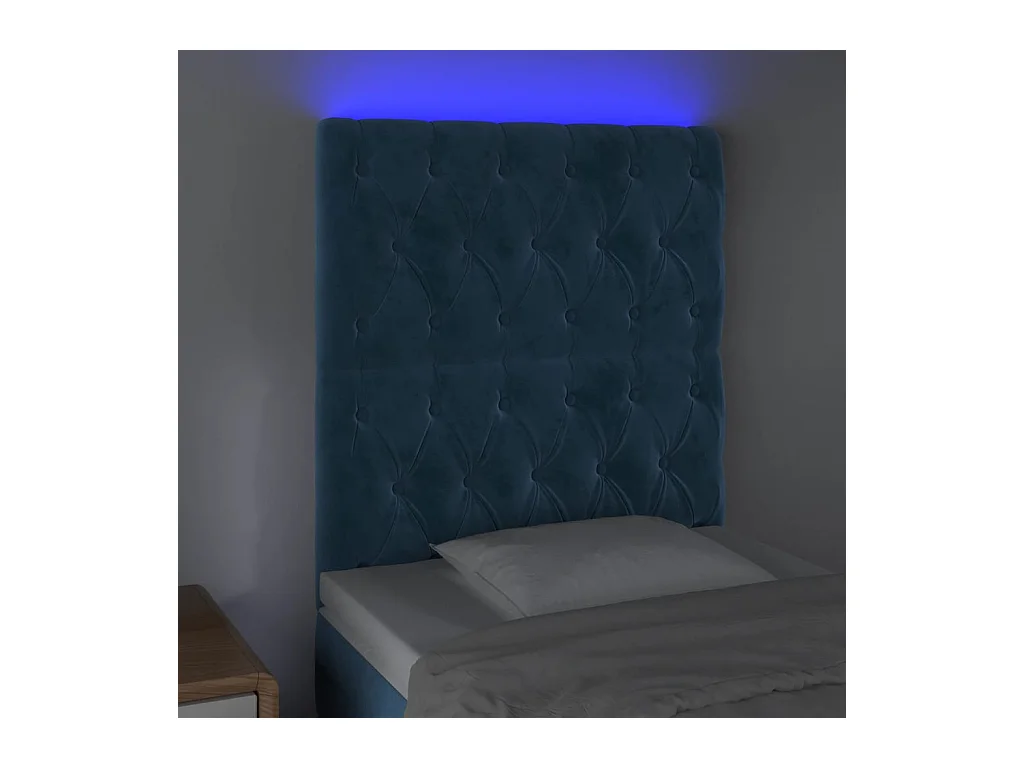 LED Hoofdbord Donkerblauw 80x7x118/128 cm Fluweel