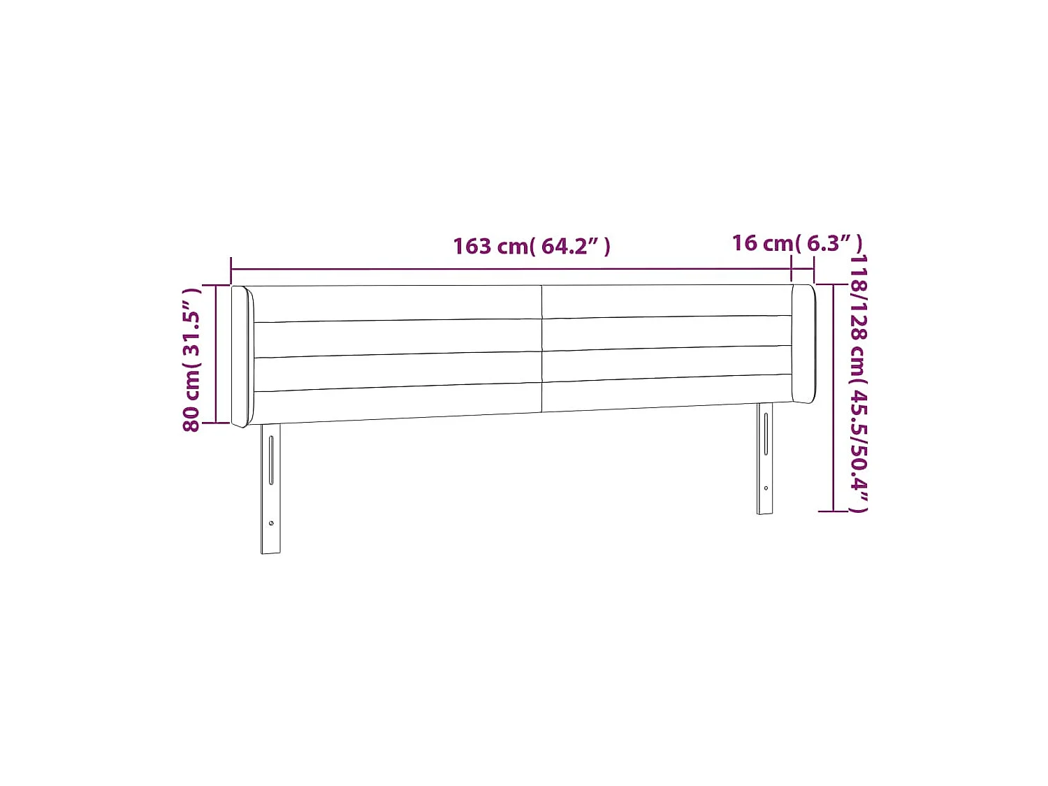 Tête de lit avec oreilles Gris clair 163x16x78/88 cm Tissu