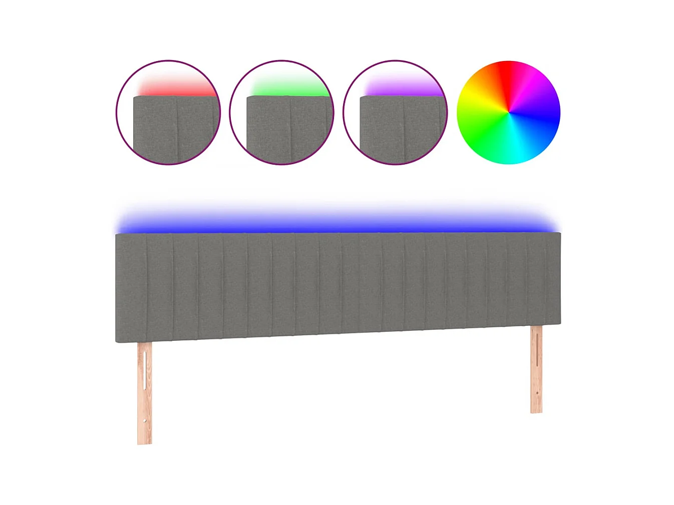 LED hoofdbord Donkergrijs 180x5x78/88 cm Stof