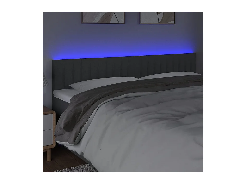 LED hoofdbord Donkergrijs 180x5x78/88 cm Stof