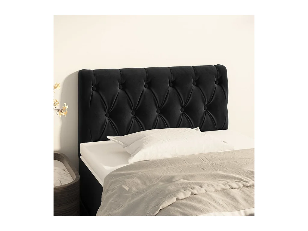 Zwart hoofdbord 80x7x78/88 cm Fluweel