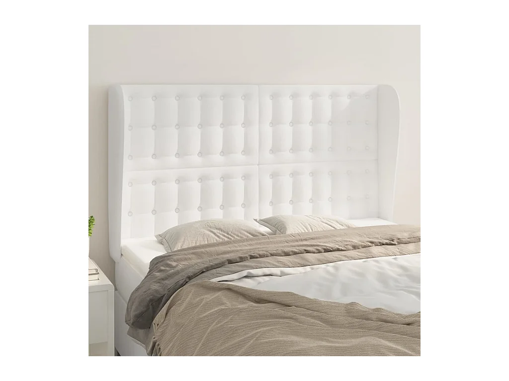 Cabecero con alas Blanco 147x23x118/128 cm Polipiel