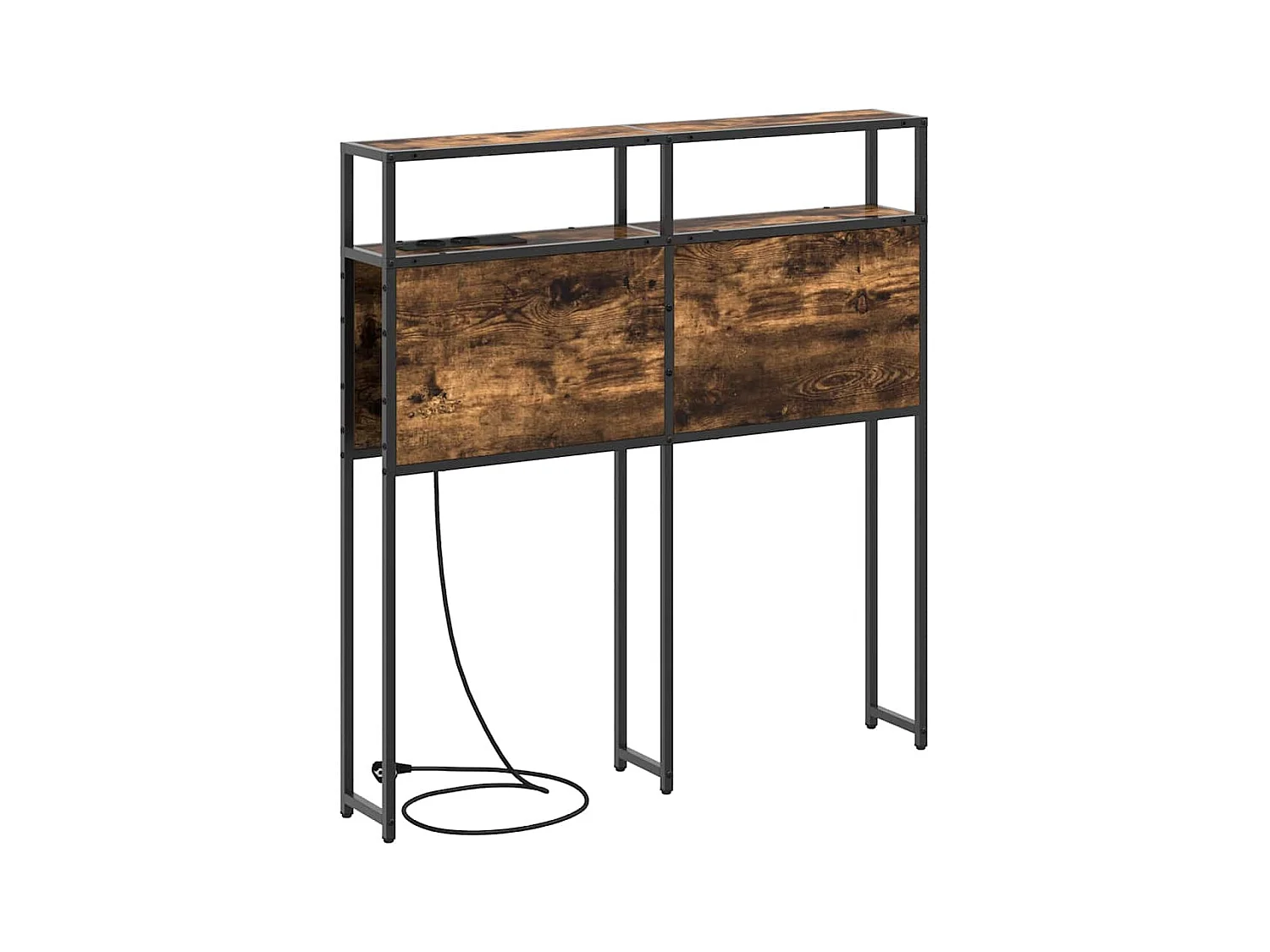 Gerookt eikenhouten hoofdeinde met opbergruimte, 90 cm, bewerkt hout