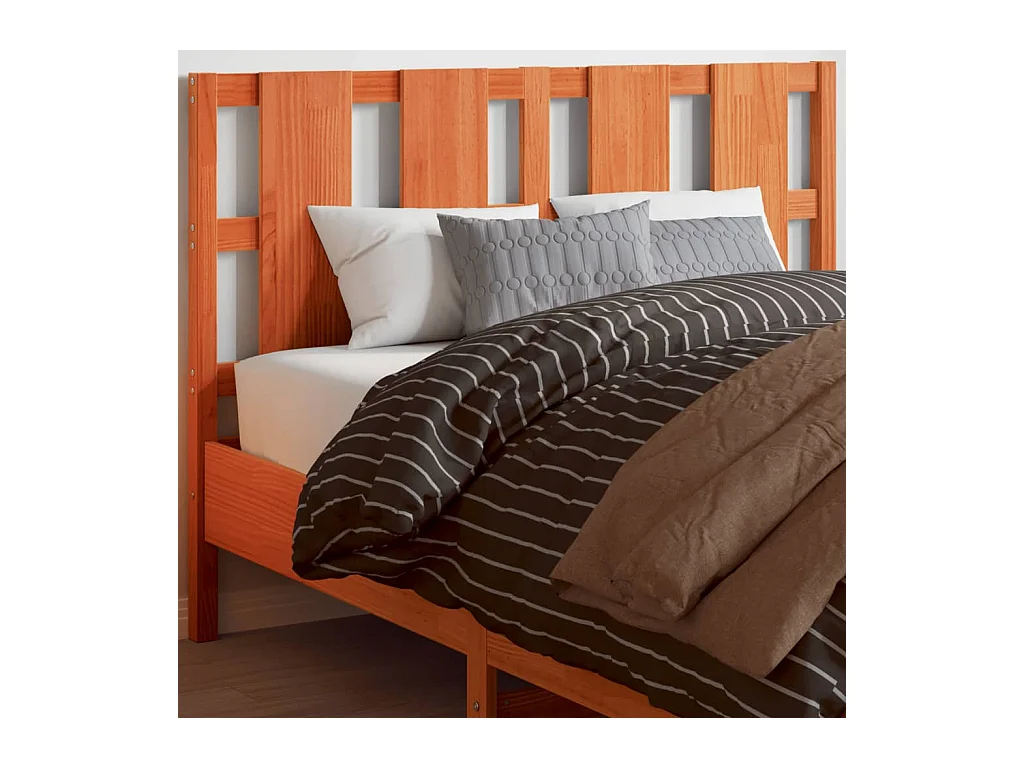 Testiera in legno massello di pino da 135 cm in cera marrone