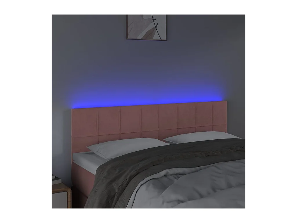 Cabecero LED Rosa 144x5x78/88 cm Terciopelo