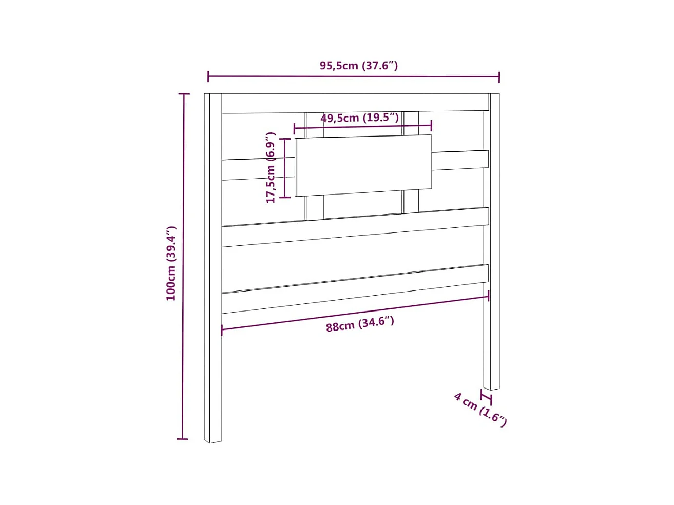 Cabecero blanco 95,5x4x100 cm Madera maciza de pino