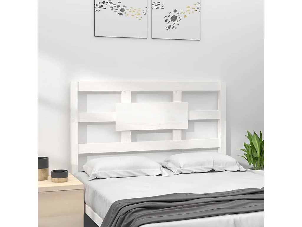 Tête de lit Blanc 95,5x4x100 cm Bois massif de pin