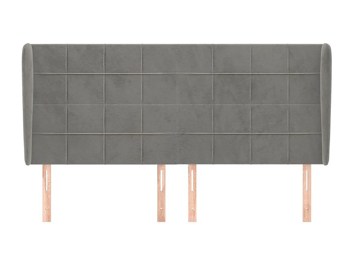 Tête de lit avec oreilles Gris clair 163x23x118/128 cm Velours