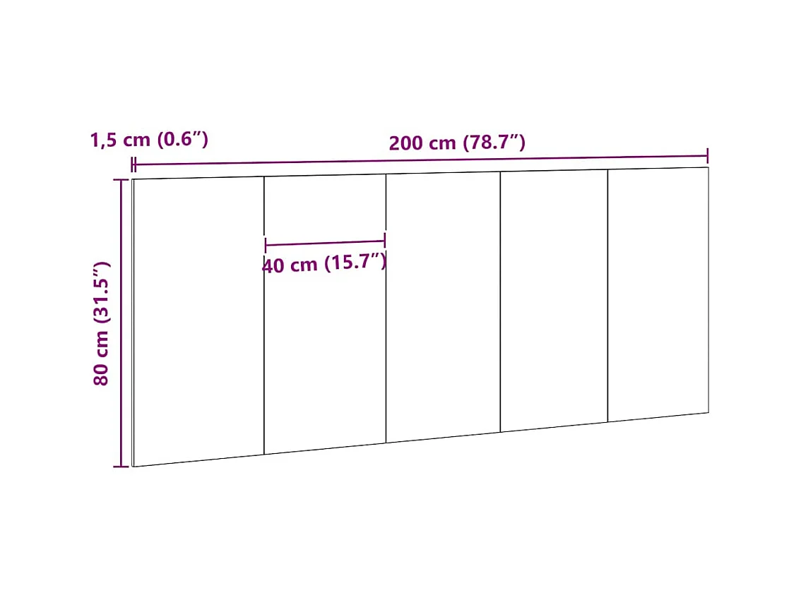 Tête de lit Chêne noir 200 x 1,5 x 80 cm Bois d'ingénierie