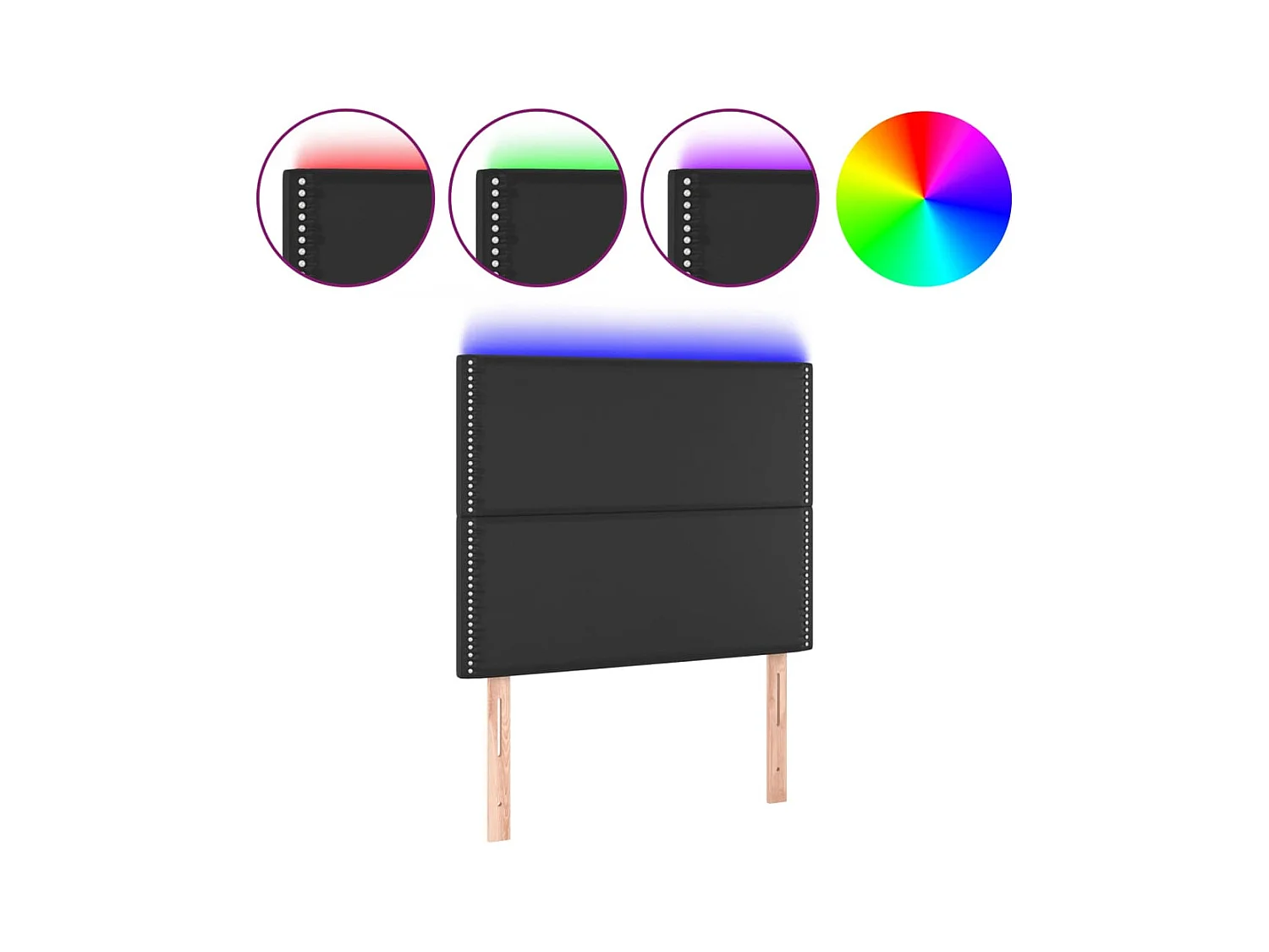 LED Hoofdbord Zwart 80x5x118/128 cm Kunstleer