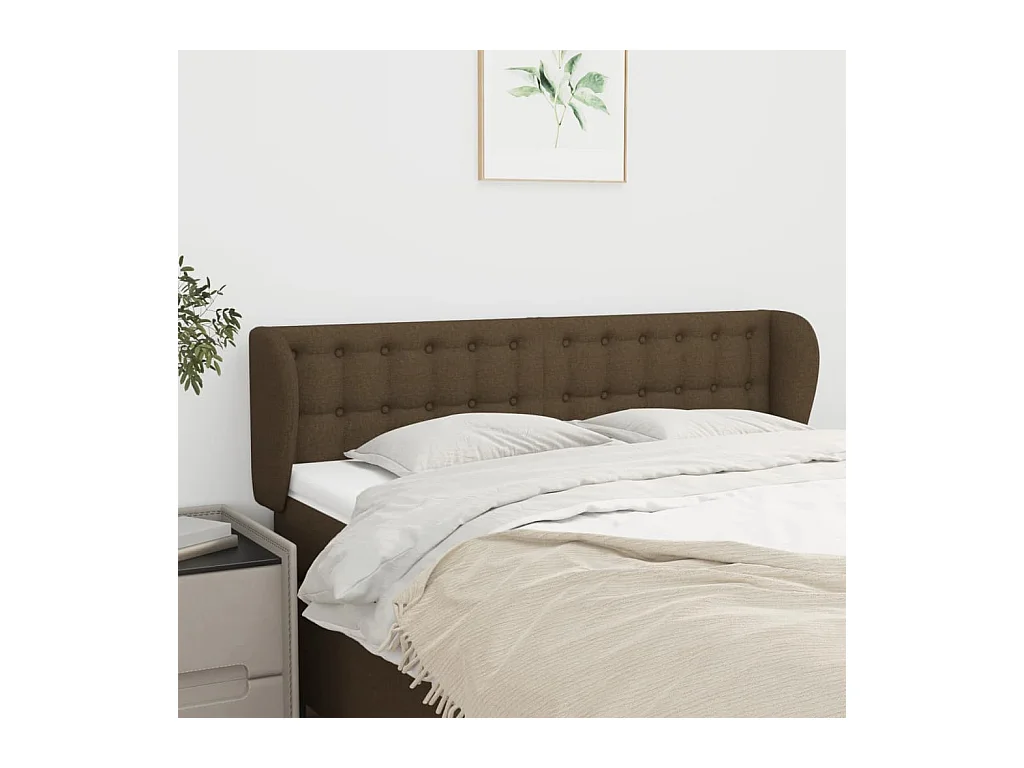 Cabecero con alas Marrón oscuro 147x23x78/88 cm Tela