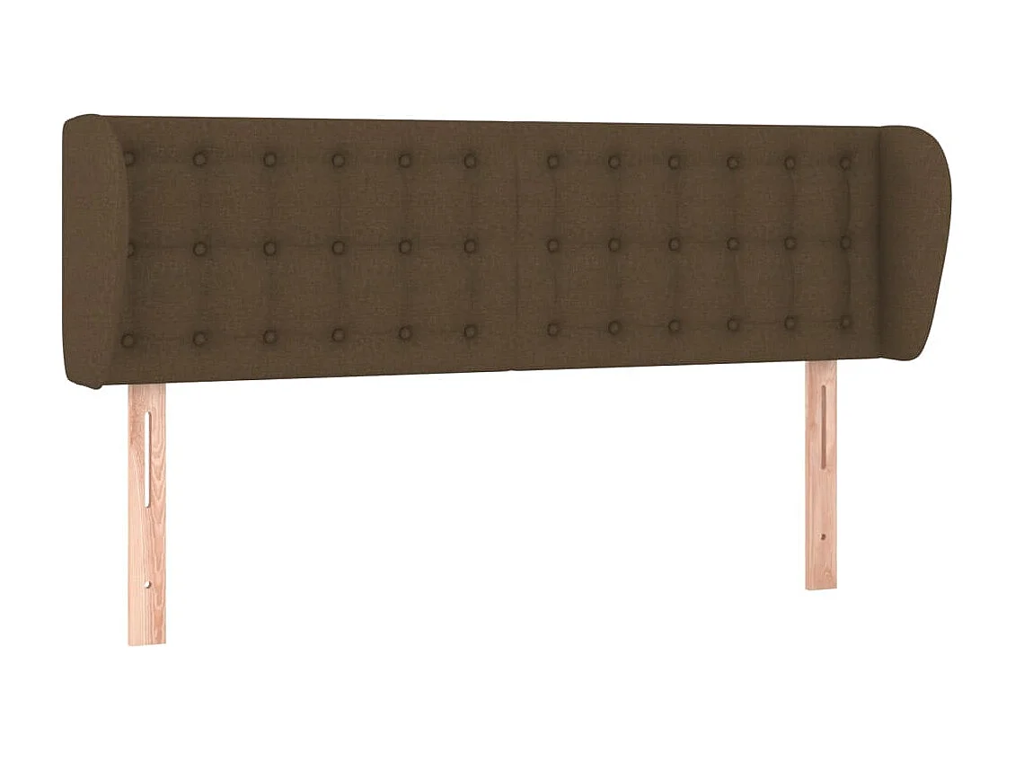 Tête de lit avec oreilles Marron foncé 147x23x78/88 cm Tissu
