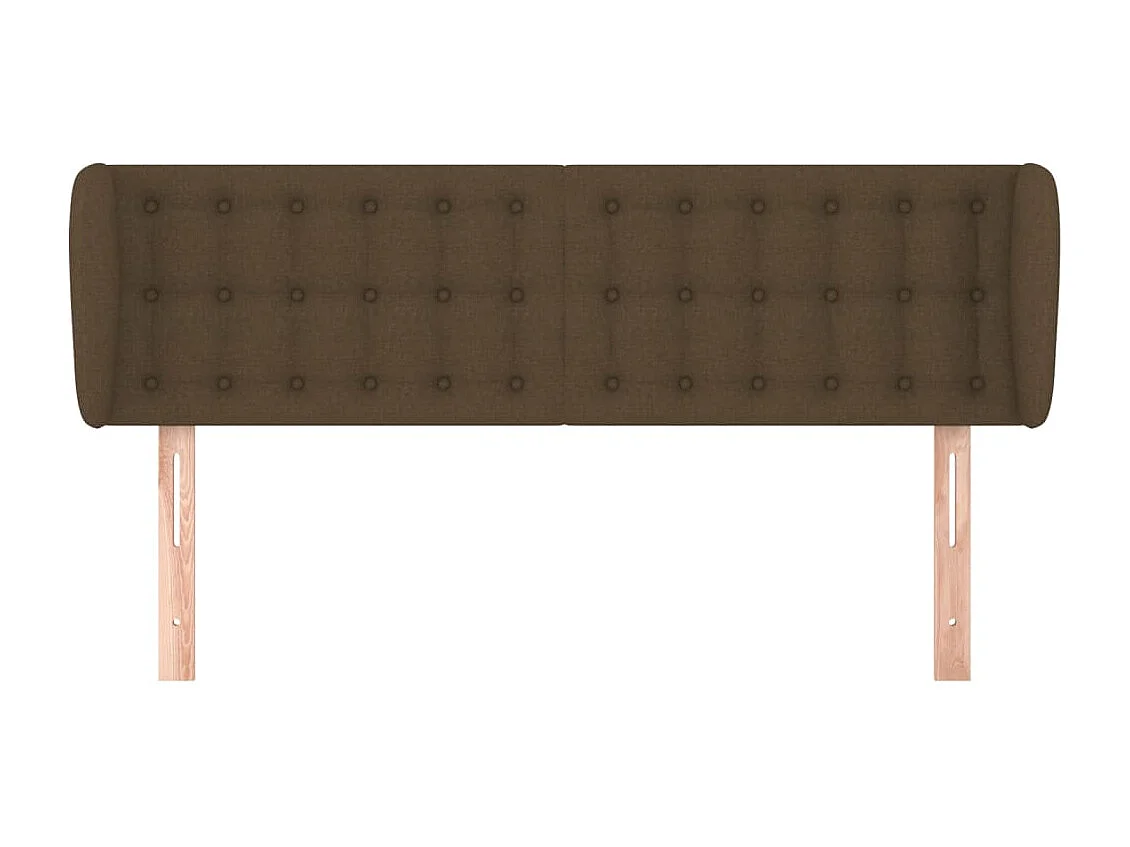 Tête de lit avec oreilles Marron foncé 147x23x78/88 cm Tissu