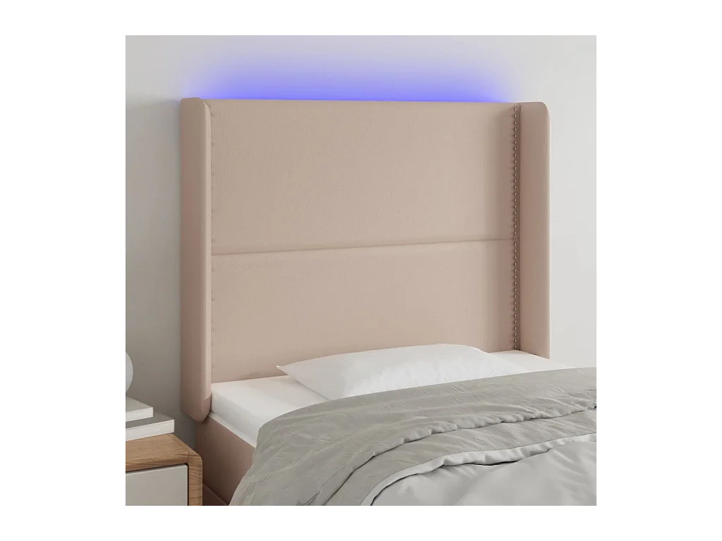 LED hoofdbord Cappuccino 93x16x118/128 cm Kunstleer