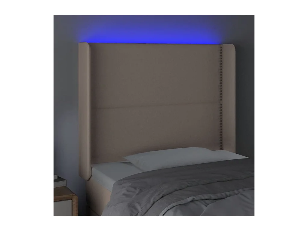 LED hoofdbord Cappuccino 93x16x118/128 cm Kunstleer