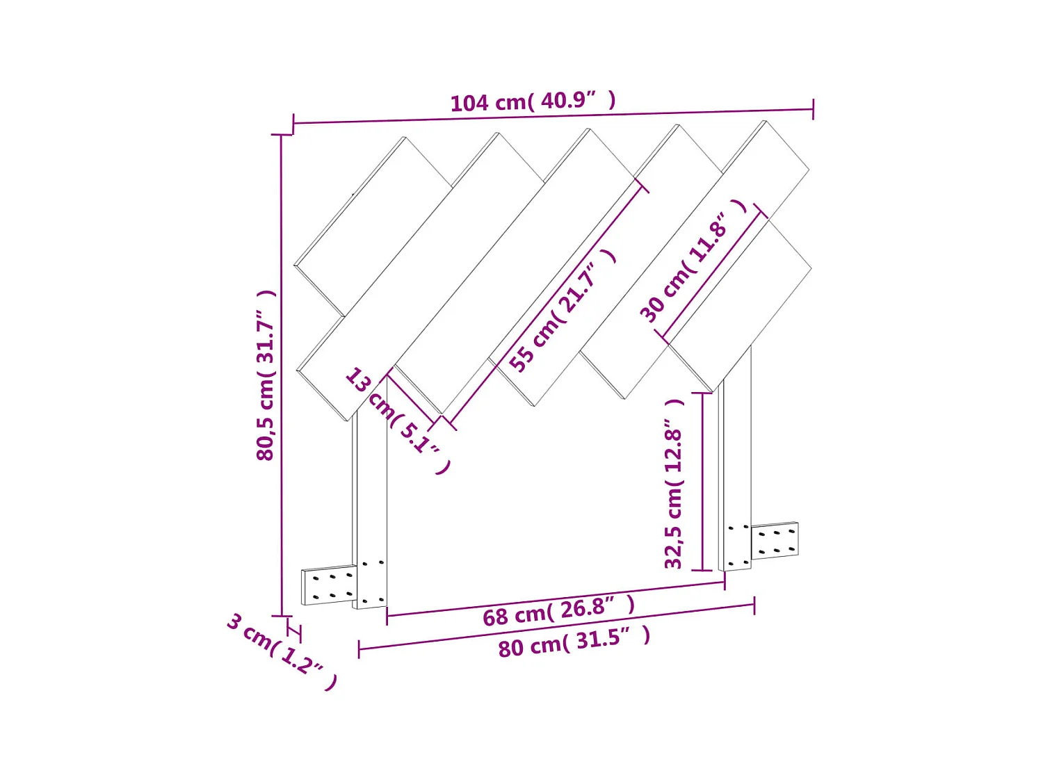 Braunes Wachskopfteil 100 cm massives Kiefernholz