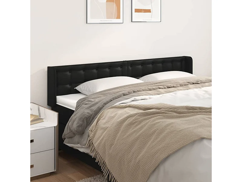 Cabecero con alas Negro 163x16x78/88 cm Piel sintética