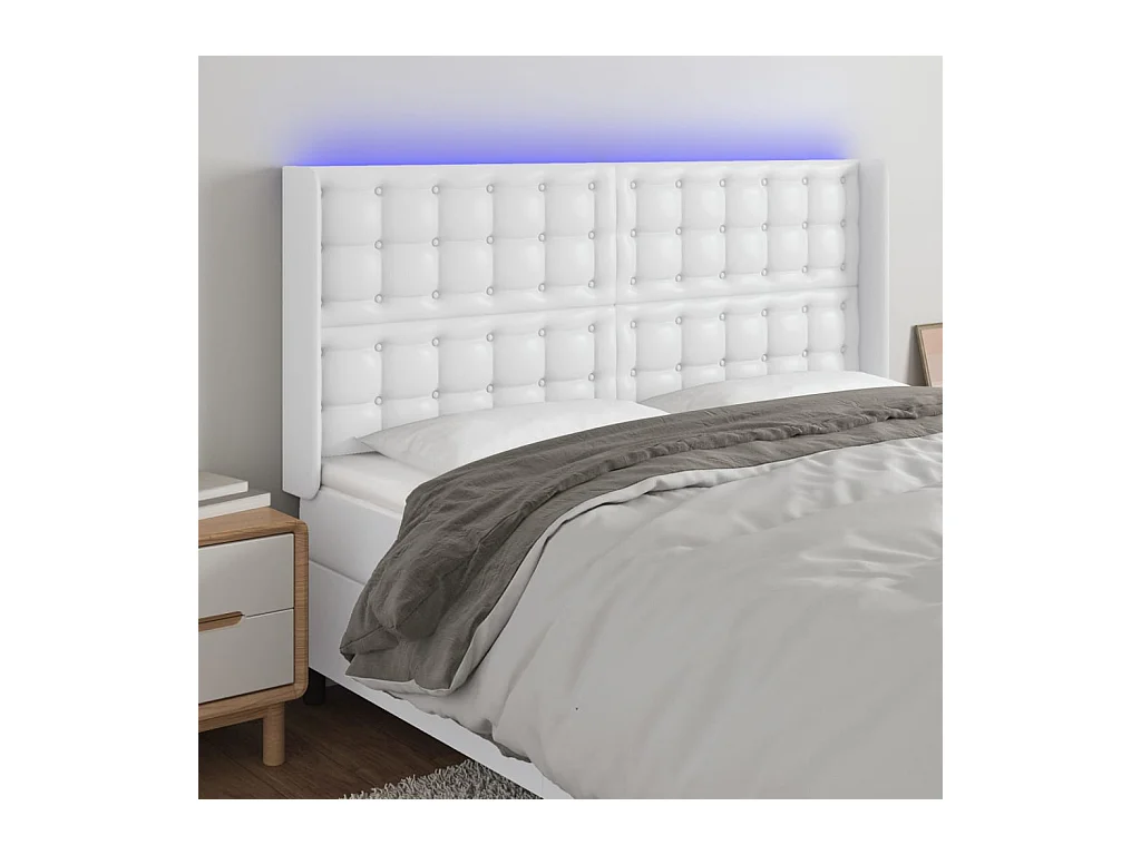 LED hoofdbord Wit 183x16x118/128 cm Kunstleer
