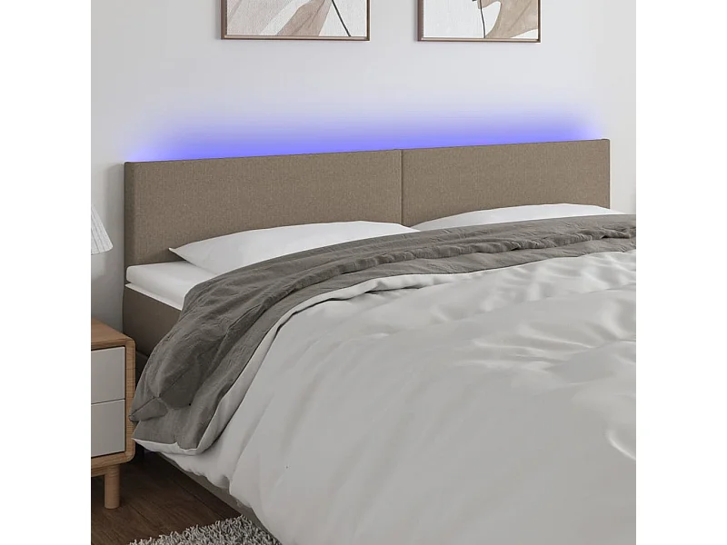 Tête de lit à LED Taupe 180x5x78/88 cm Tissu