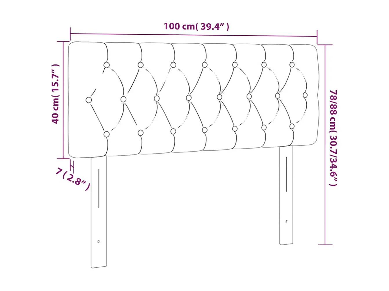 Blaues LED-Kopfteil 100x7x78/88 cm Stoff