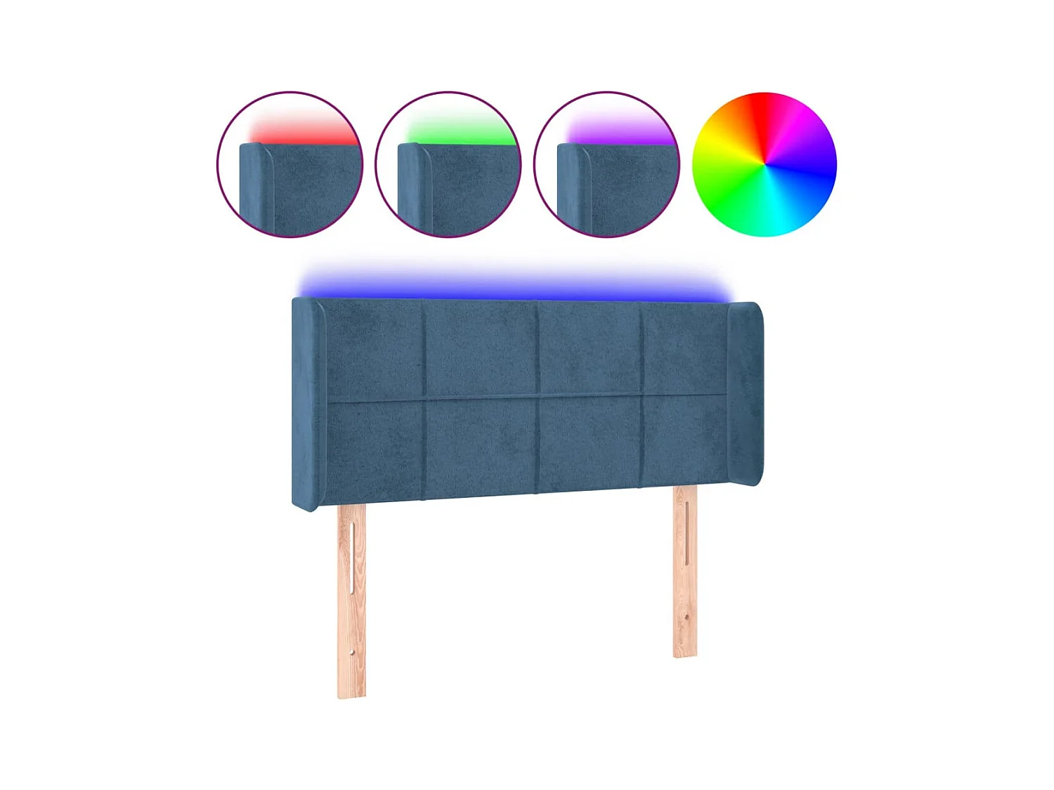 Cabecero LED Azul Oscuro 93x16x78/88 cm Terciopelo