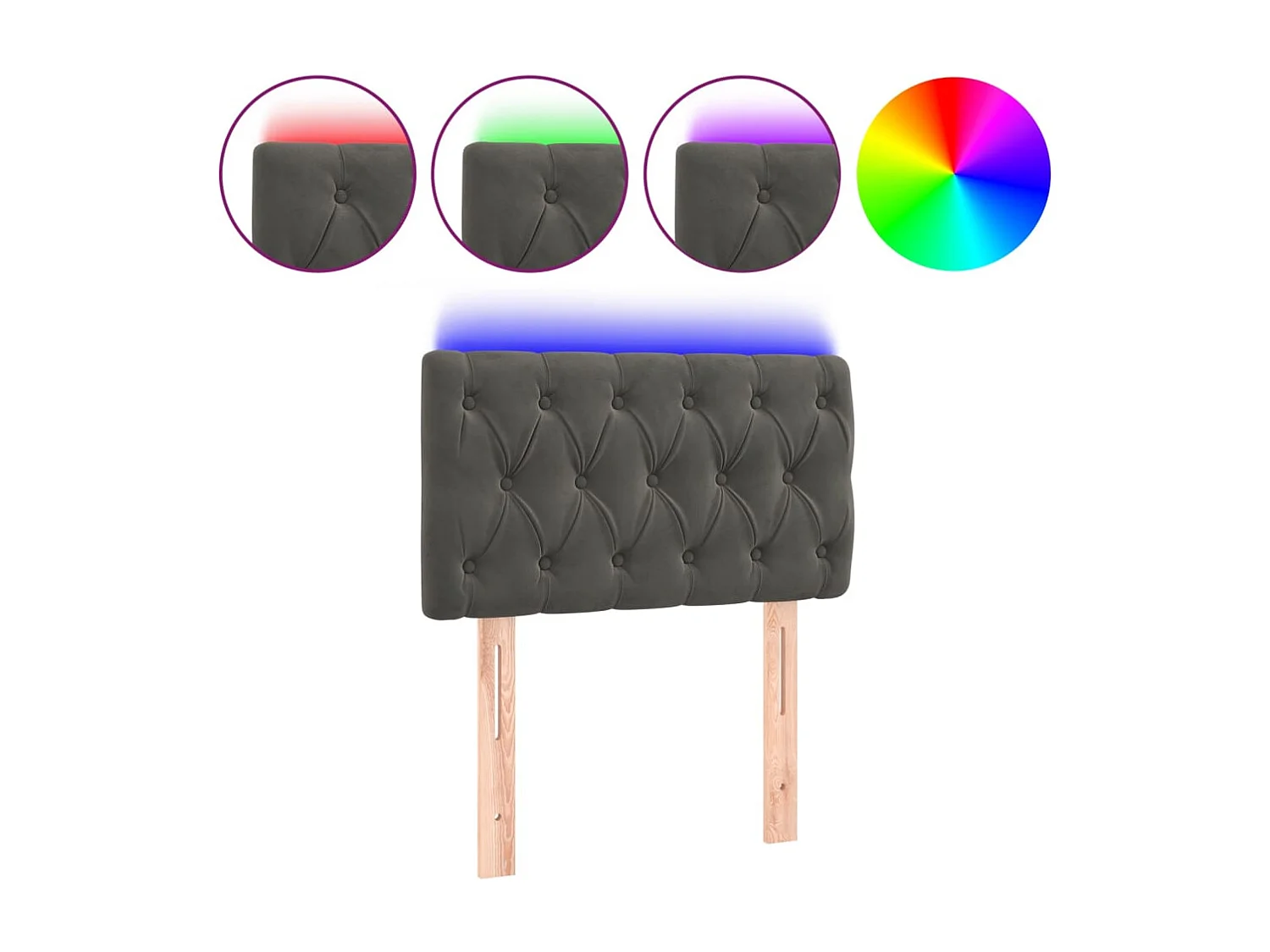 LED Hoofdbord Donkergrijs 80x7x78/88 cm Fluweel