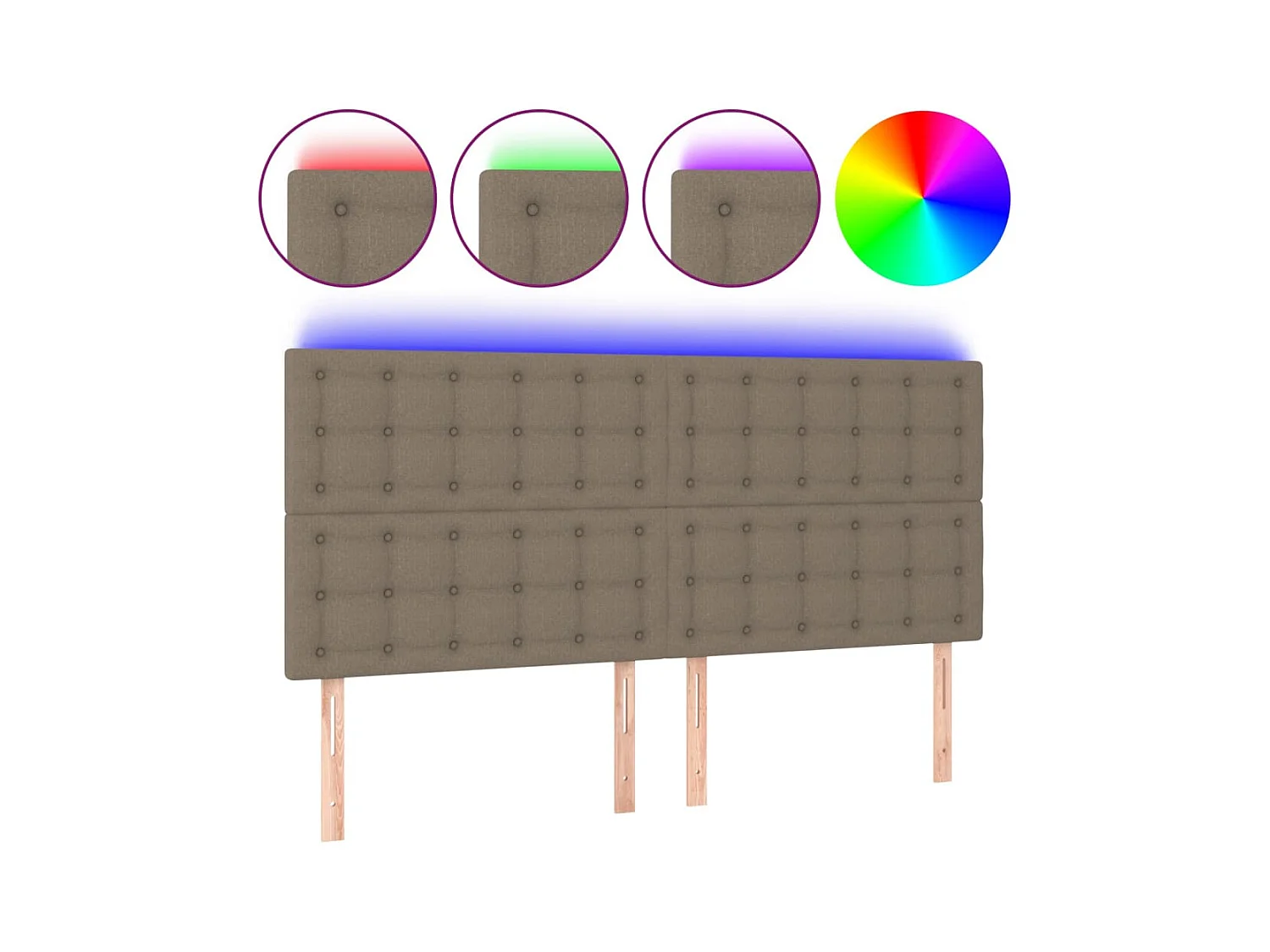 Taupe LED-Kopfteil 200x5x118/128 cm Stoff