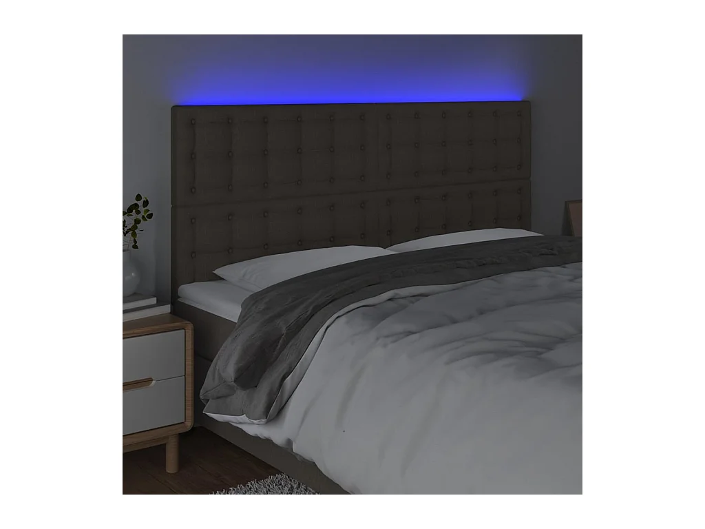 Taupe LED-Kopfteil 200x5x118/128 cm Stoff