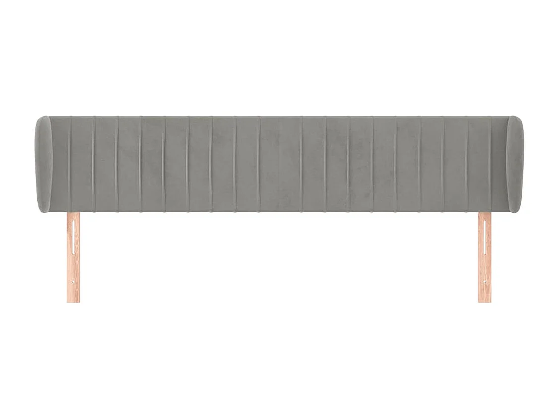 Tête de lit avec oreilles Gris clair 183x23x78/88 cm Velours