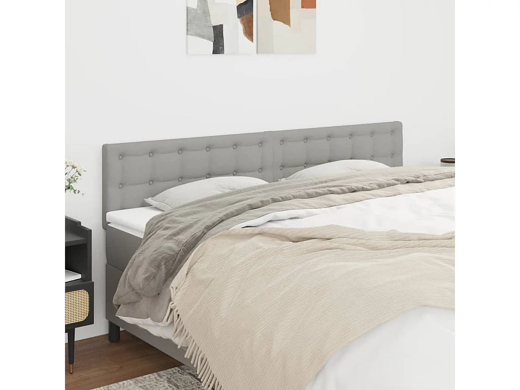 Têtes de lit 2 pcs Gris clair 80x5x78/88 cm Tissu