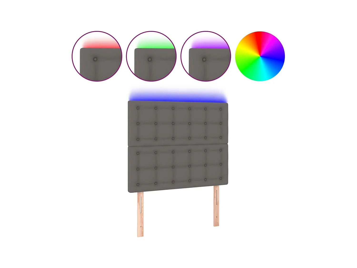 LED Hoofdbord Grijs 100x5x118/128 cm Kunstleer