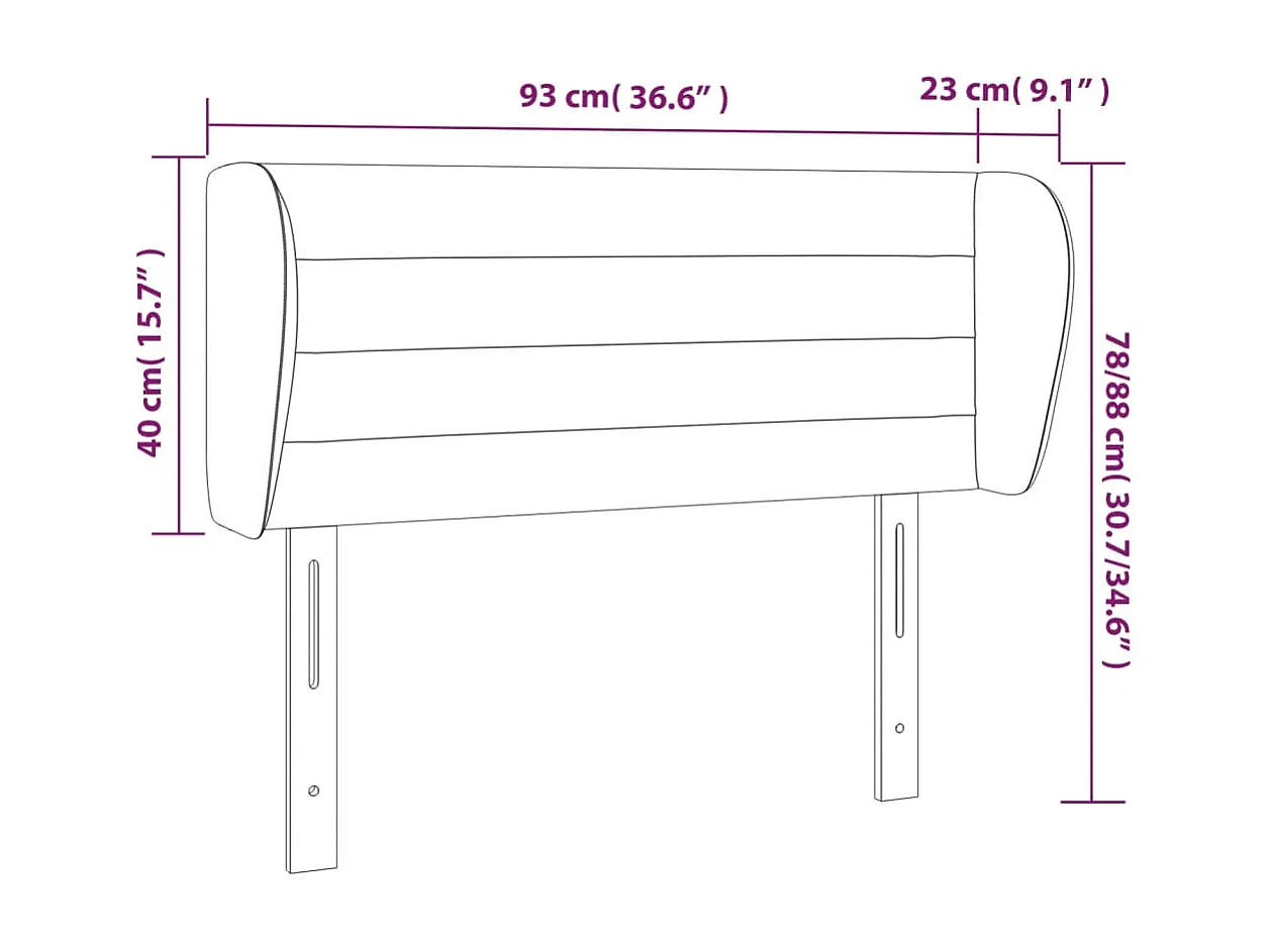 Hoofdbord met vleugels Donkerblauw 93x23x78/88 cm Fluweel