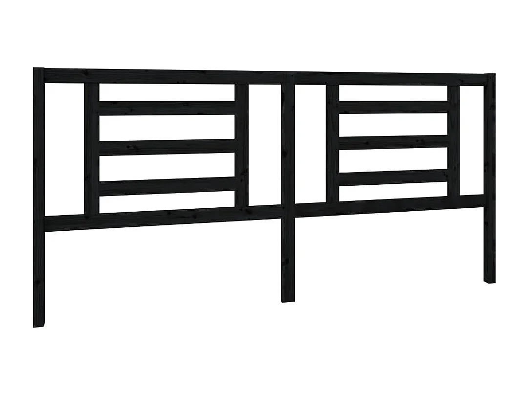 Zwart hoofdbord 206x4x100 cm Massief grenenhout
