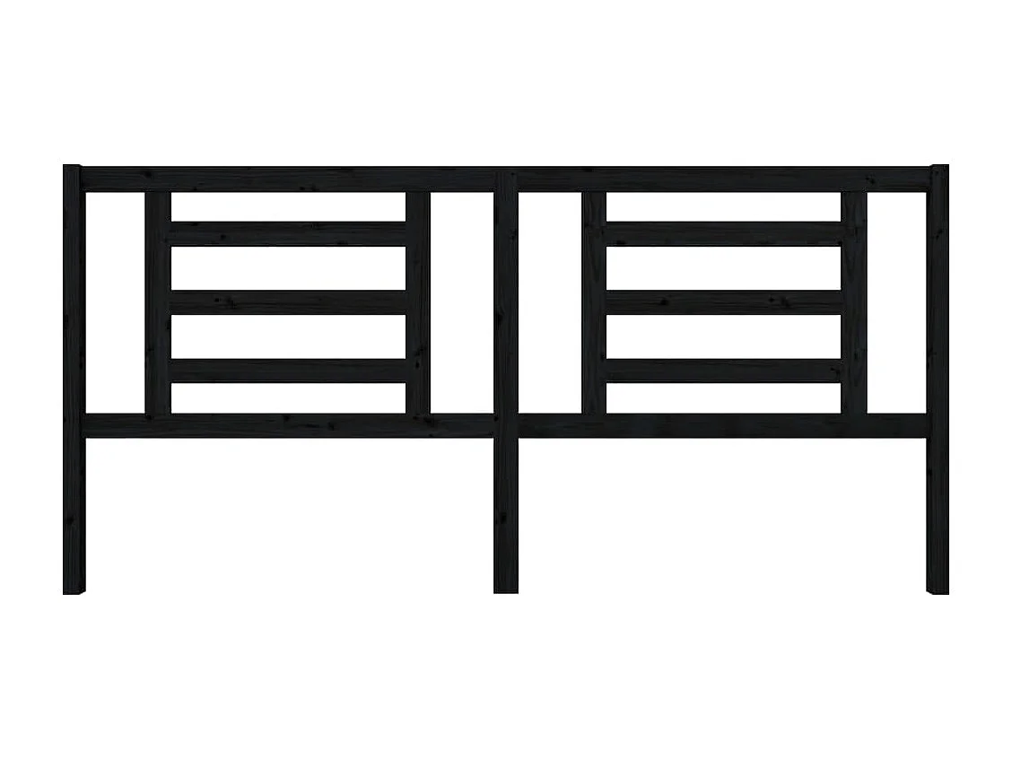 Zwart hoofdbord 206x4x100 cm Massief grenenhout