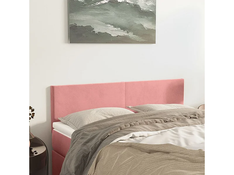 Cabeceros 2 uds Rosa 72x5x78/88 cm Terciopelo