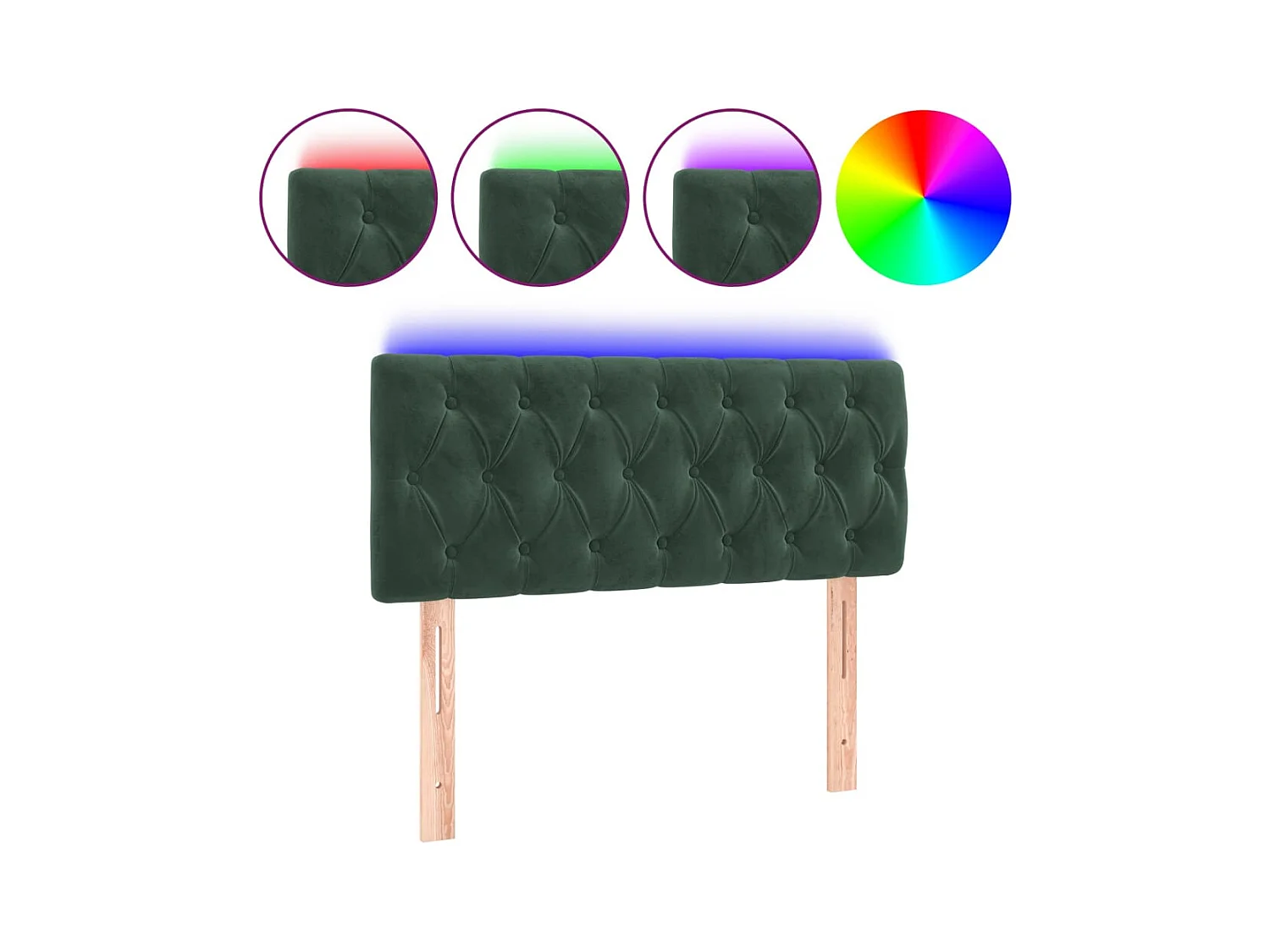 LED-Kopfteil Dunkelgrün 100x7x78/88 cm Samt