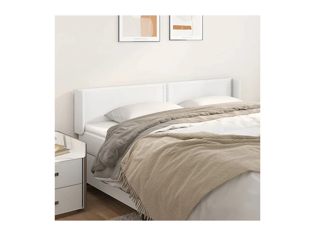 Tête de lit avec oreilles Blanc 183x16x78/88 cm Similicuir