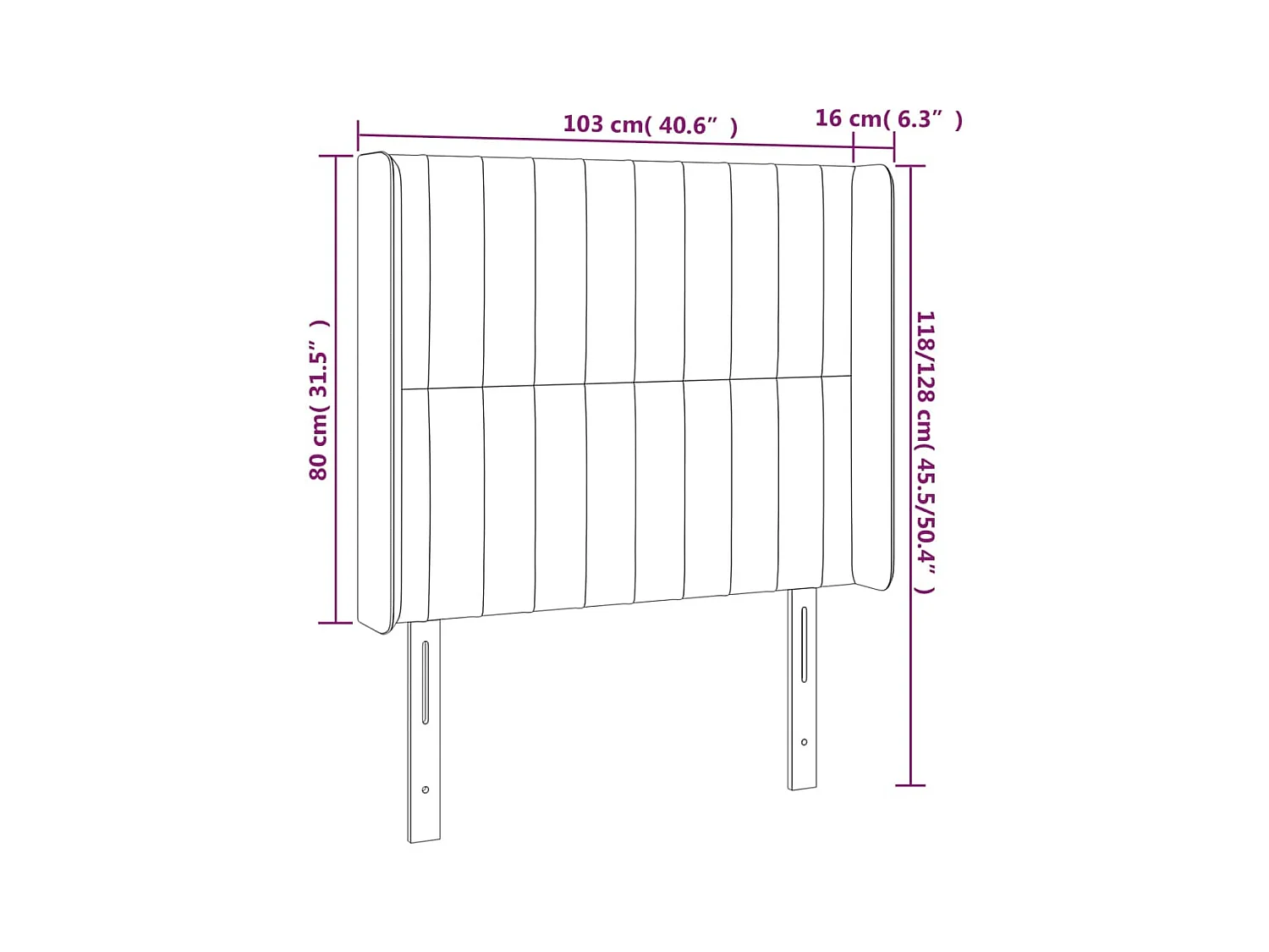 Tête de lit à LED Taupe 103x16x118/128 cm Tissu