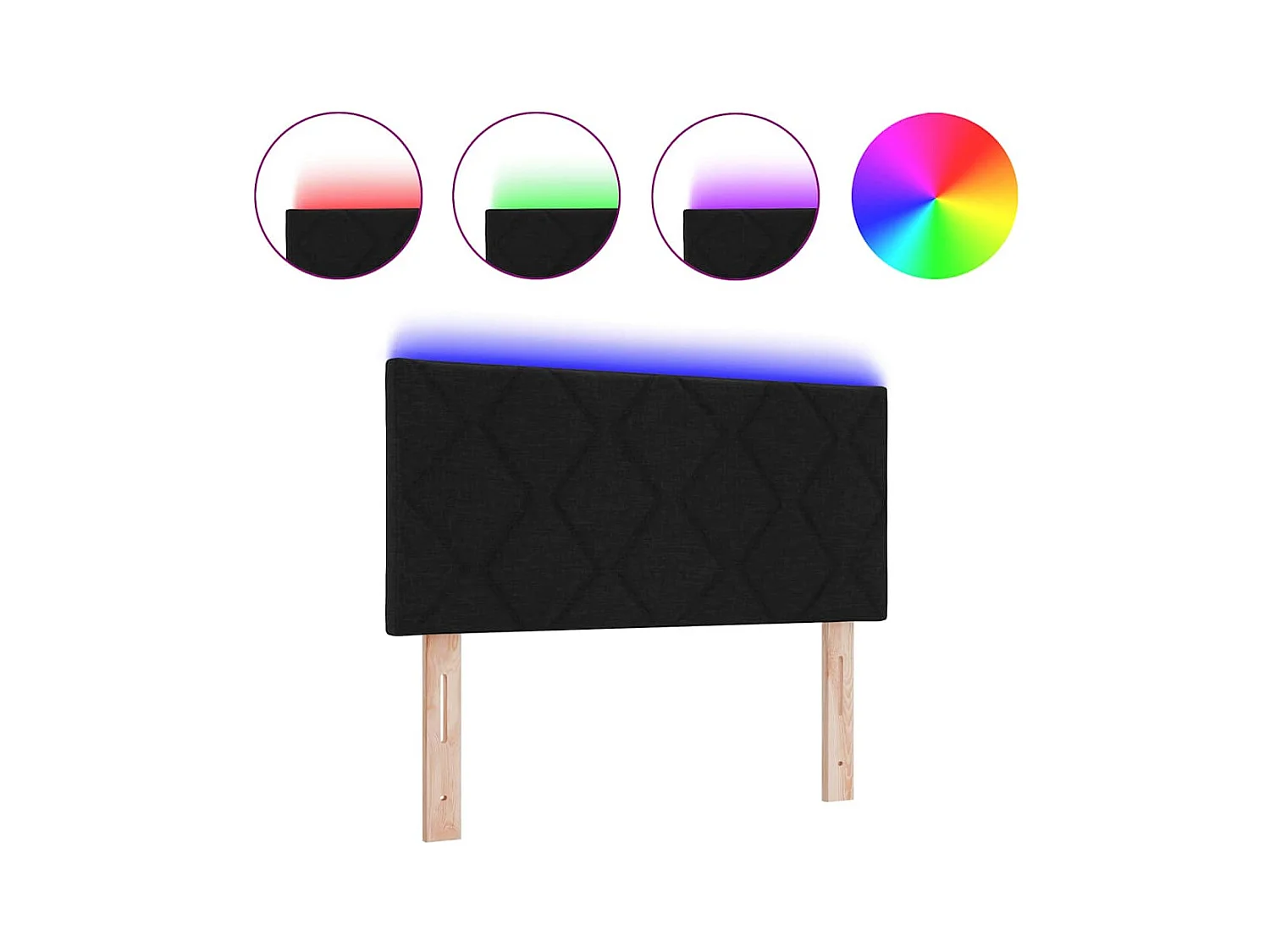 Tête de lit avec des lumières à LED Réglable Noir 90 cm tissu