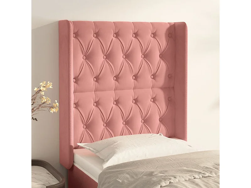 Hoofdbord met oren Rose 83x16x118/128 cm Fluweel