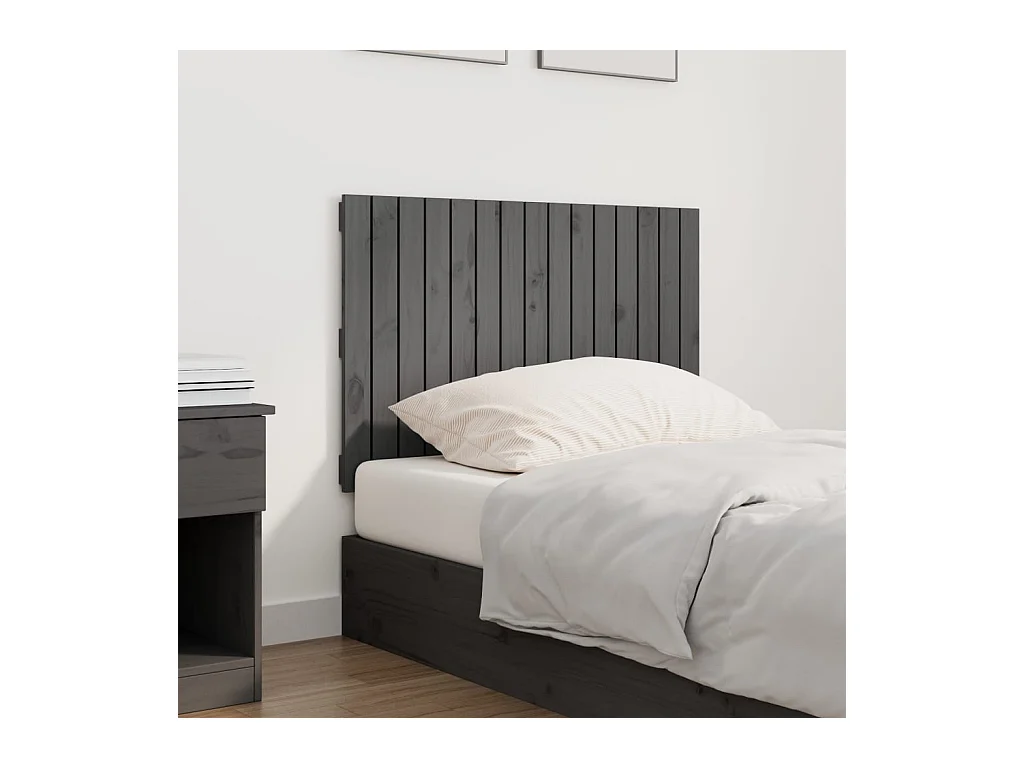 Cabecero de pared Gris 95,5x3x60 cm Madera maciza de pino