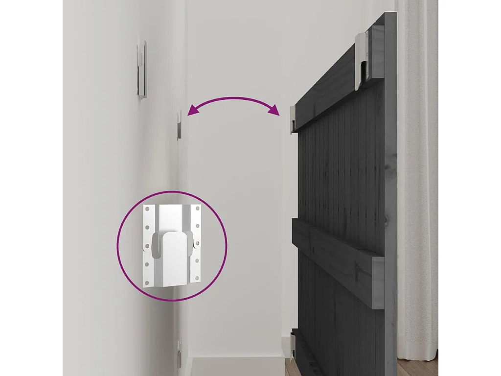 Cabecero de pared Gris 95,5x3x60 cm Madera maciza de pino