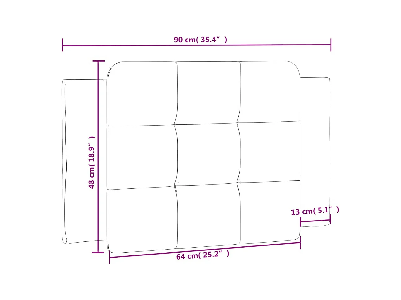 Zwart-wit 90 cm kunstleren hoofdeinde kussen