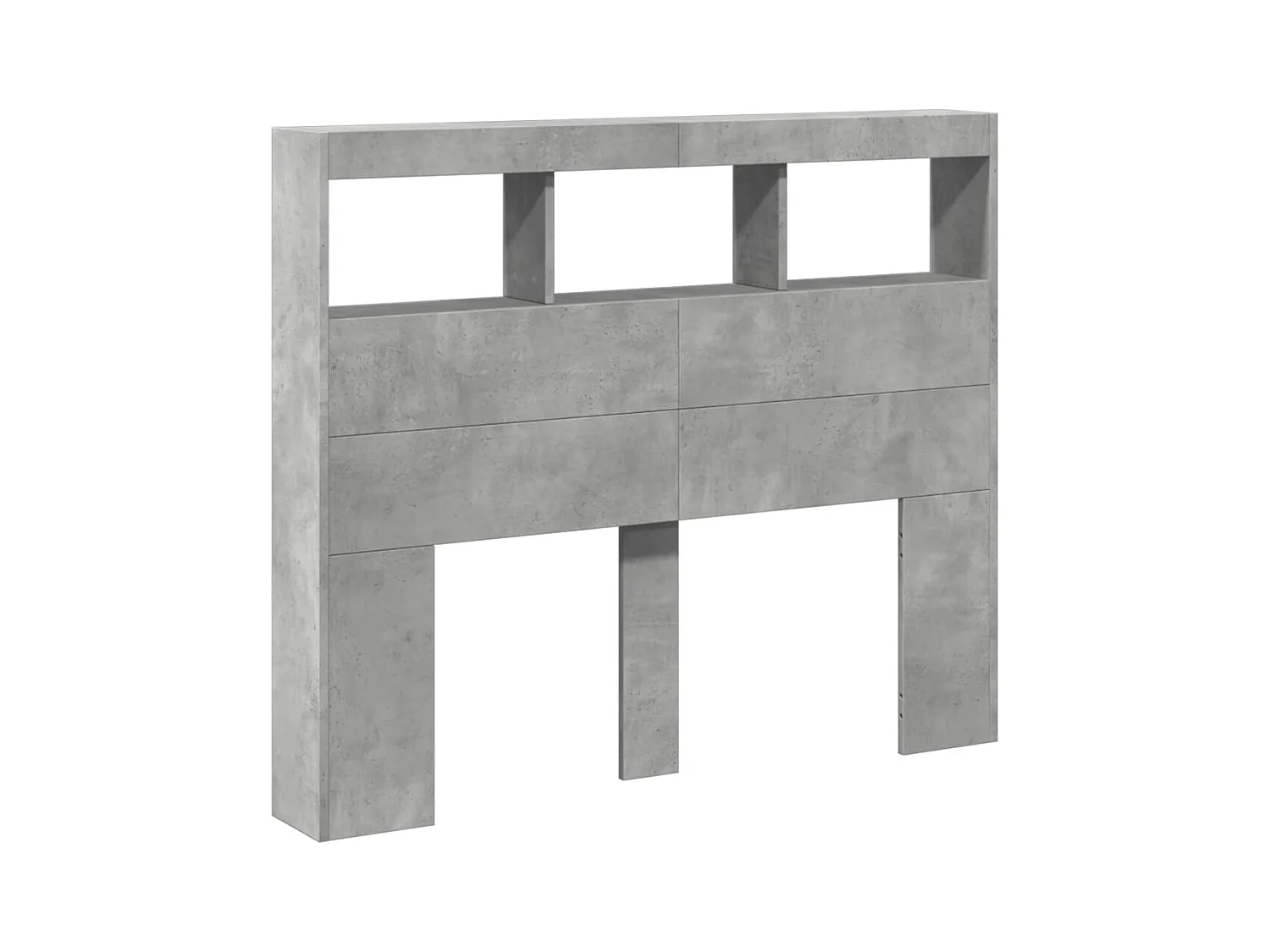 Betongrijs hoofdbord met LED 120x17x102 cm