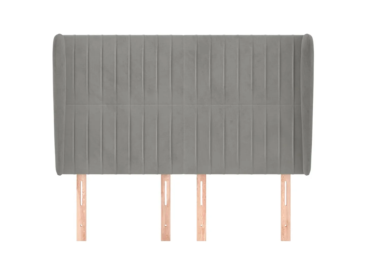 Tête de lit avec oreilles Gris clair 147x23x118/128 cm Velours