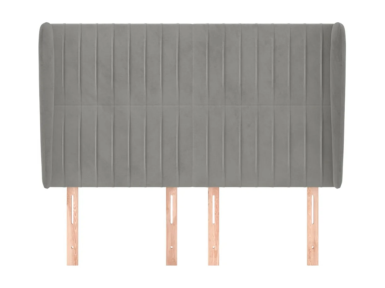 Tête de lit avec oreilles Gris clair 147x23x118/128 cm Velours