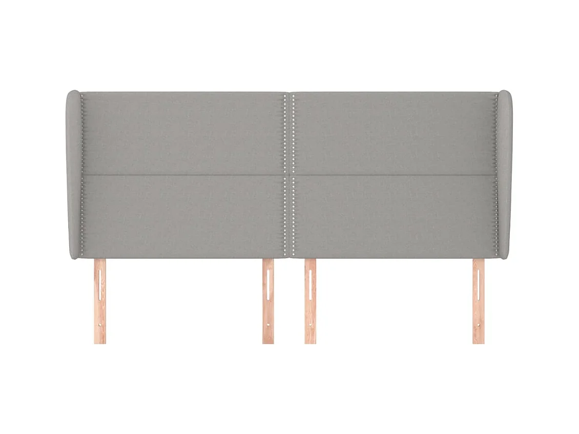 Hoofdbord met vleugels Lichtgrijs 203x23x118/128 cm Stof