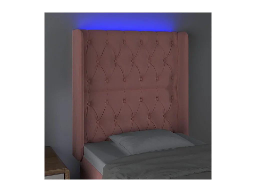 LED Hoofdbord Roze 83x16x118/128 cm Fluweel