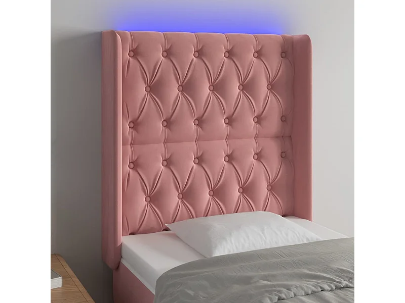 Tête de lit à LED Rose 83x16x118/128 cm Velours