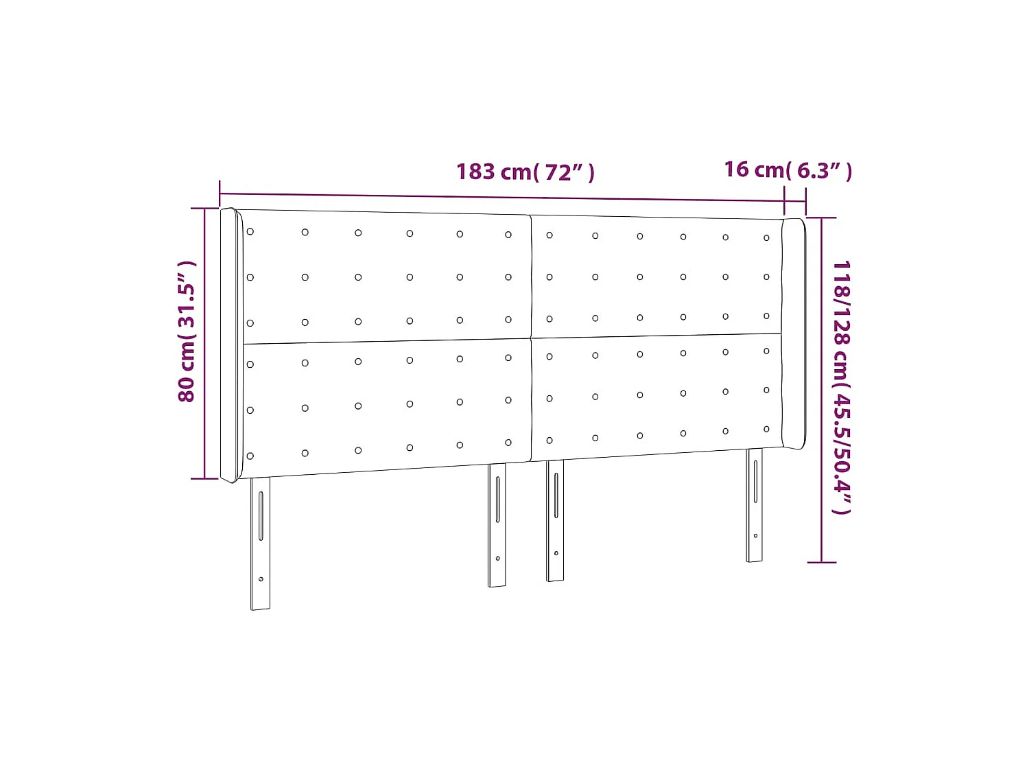 Zwart LED hoofdbord 183x16x118/128 cm Fluweel